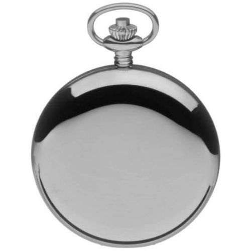 Chrome Polished Full Hunter Quartz Pocket Watch with Roman Indexes