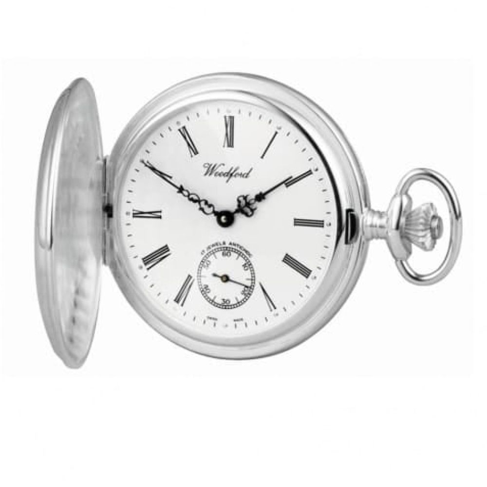 Swiss Sterling Silver Mechanical Pocket Watch Including Chain W1064SIL