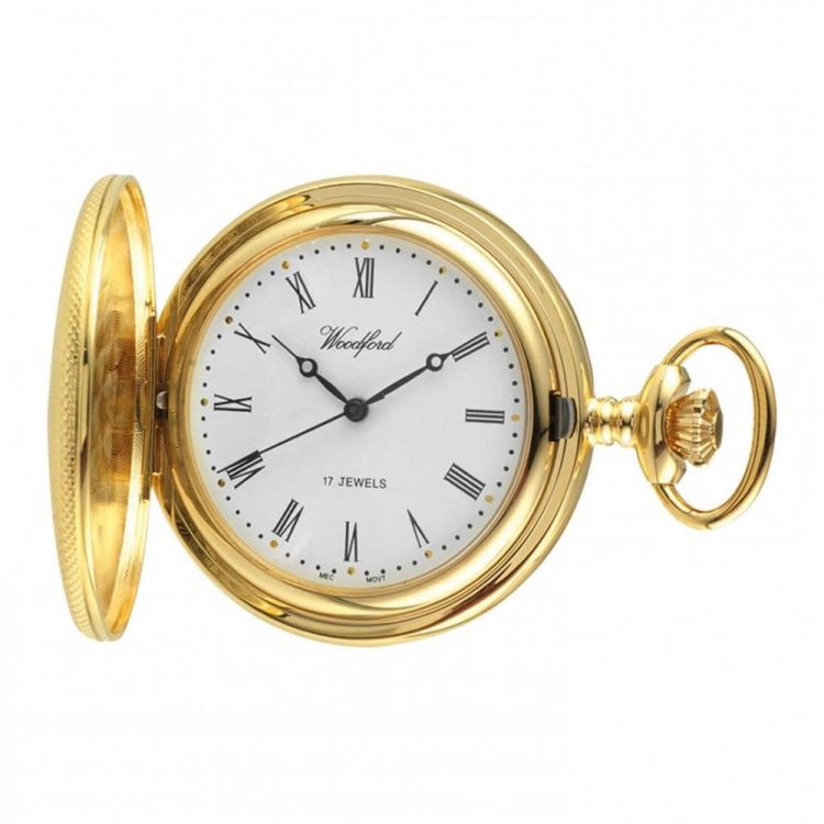 Gold Plated 17 Jewel Mechanical Half Hunter Pocket Watch