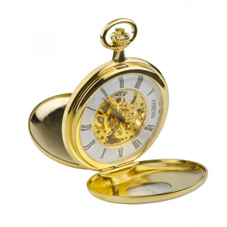 Gold Toned Half Double Hunter Mechanical Pocket Watch