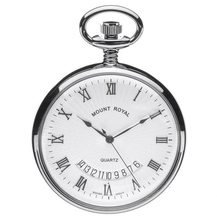 Quartz Open Face Chrome Plated Pocket Watch