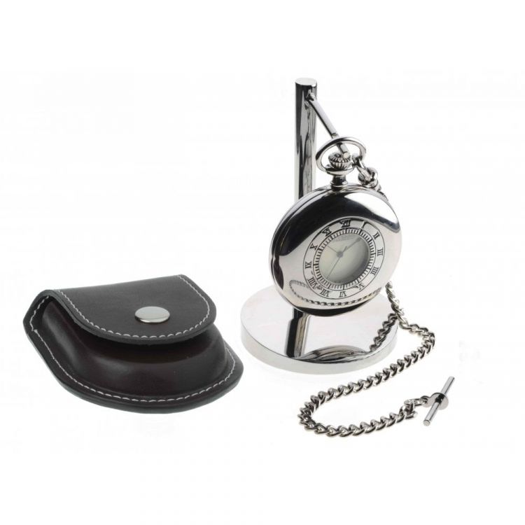 Half Hunter Pocket Watch With Pouch & Stand
