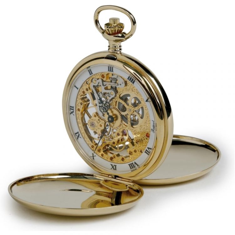 Gold Tone Mechanical  Double Hunter Pocket Watch