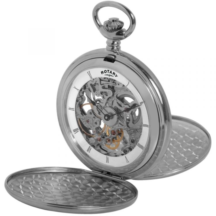 Double Hunter 17 Jewel Chrome Mechanical Pocket Watch