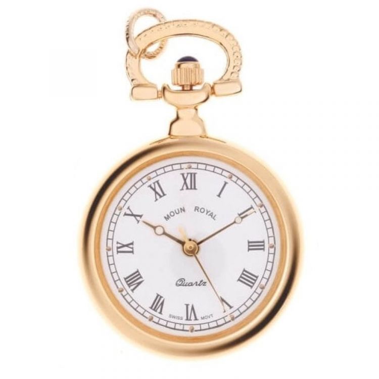 Gold Tone Open Faced Quartz Pendant Necklace Watch With Roman Indexes