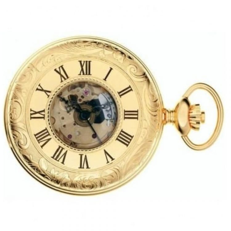 Half Hunter Gold Toned Mechanical Pocket Watch