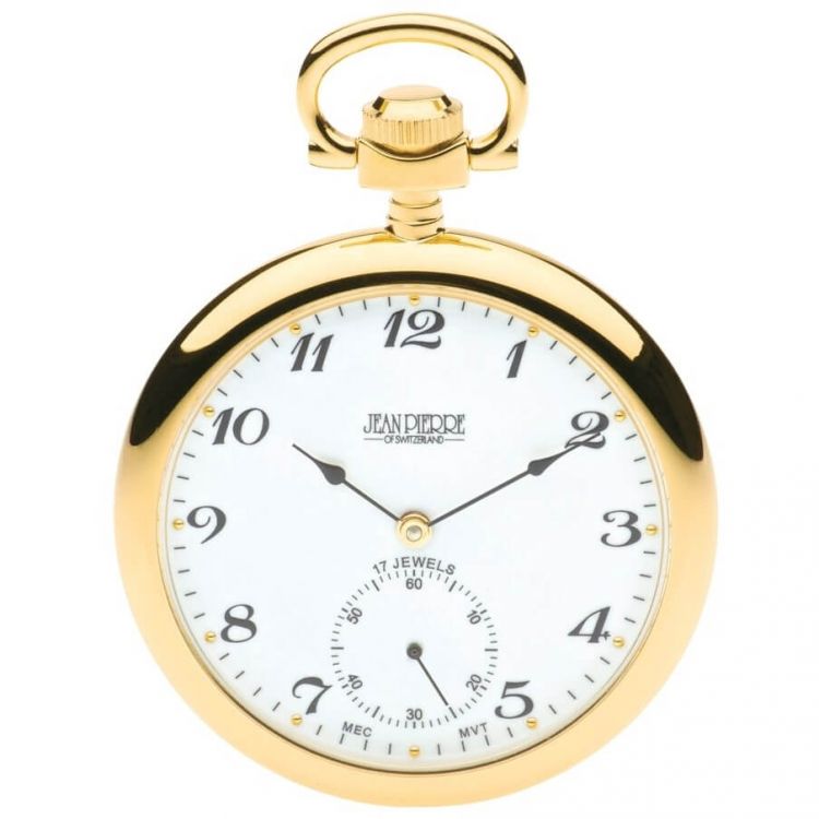 Open Face Gold Toned Mechanical Pocket Watch