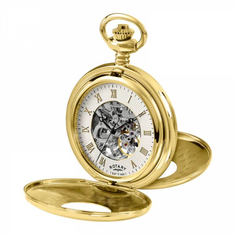 Heritage Gold Plated Mechanical Double Half Hunter Pocket Watch