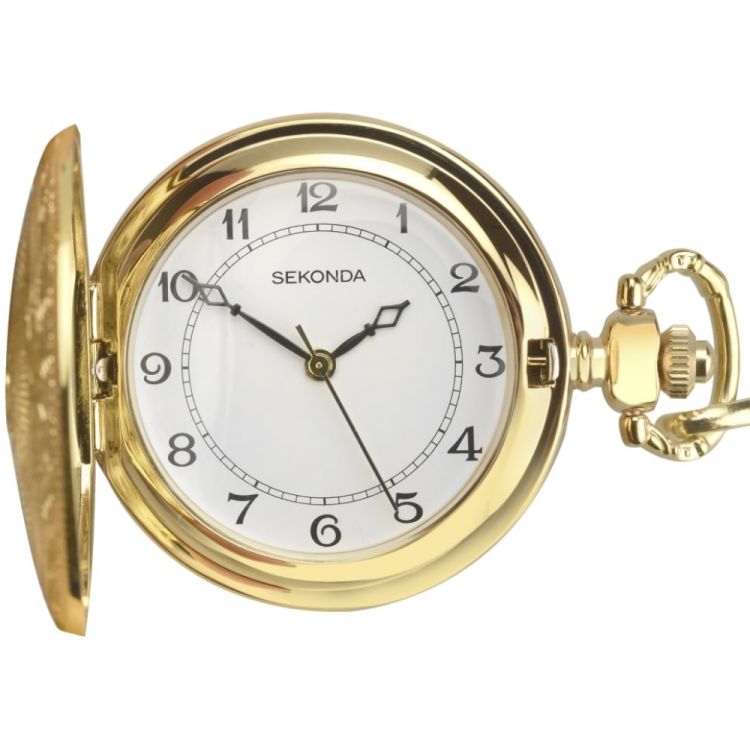 Mens Gold Plated Full Hunter Pocket Watch