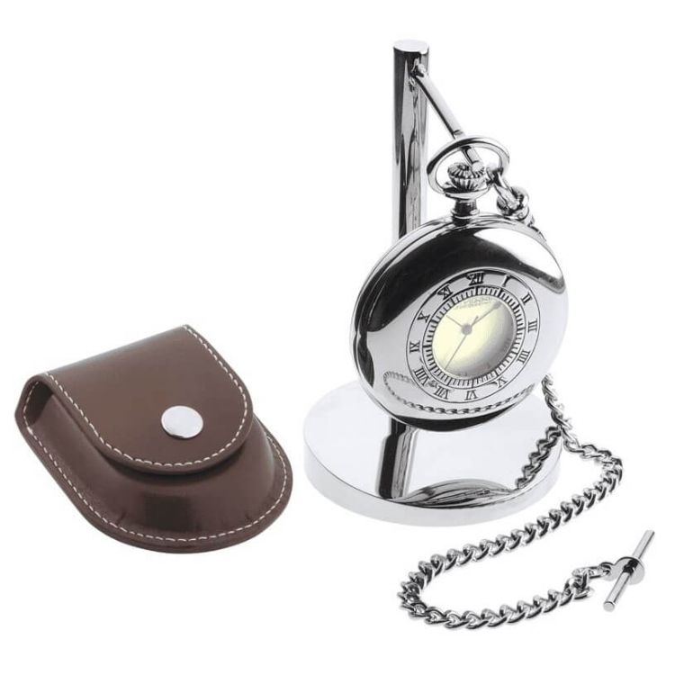 Half Hunter Pocket Watch With Pouch & Stand