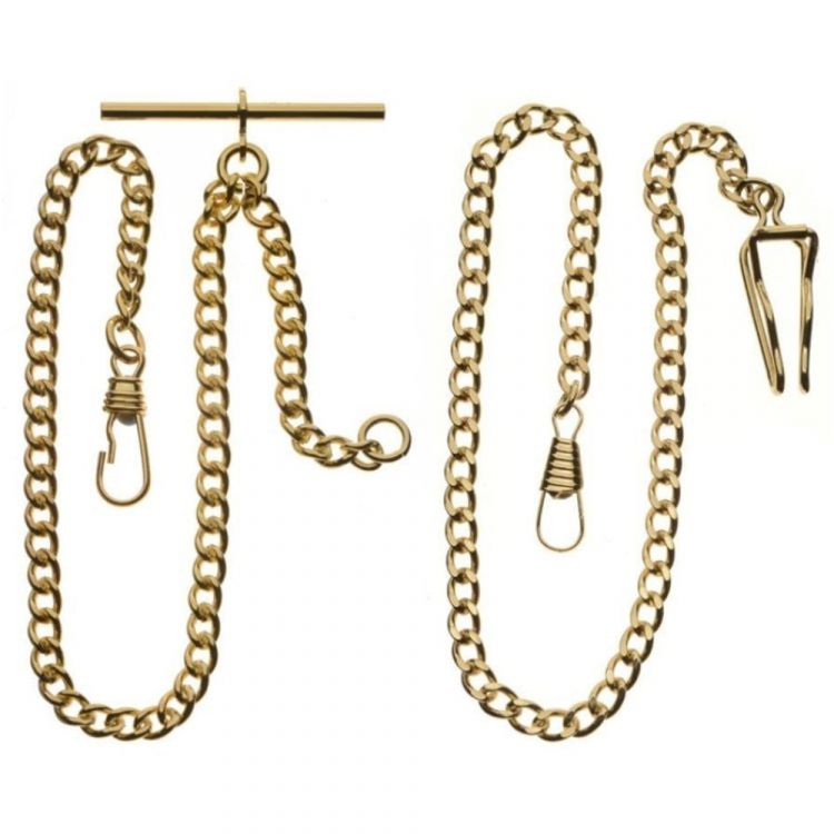 Gold Plated Two Chain Bundle T-Bar & Belt Slide Chains