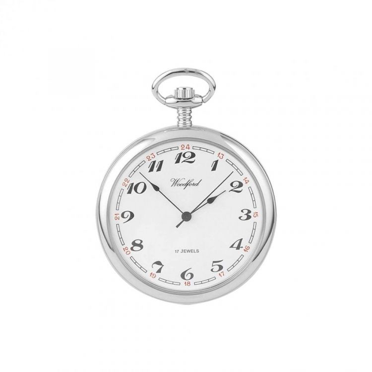 Chrome Plated 17 Jewel Mechanical Open Face Pocket Watch