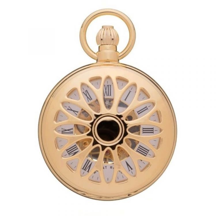 Polished Gold Plated Mechanical Full Hunter Pocket Watch