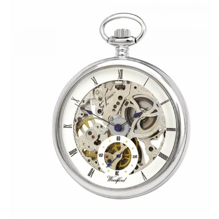 Chrome Plated 17 Jewel Mechanical Open Face Pocket Watch