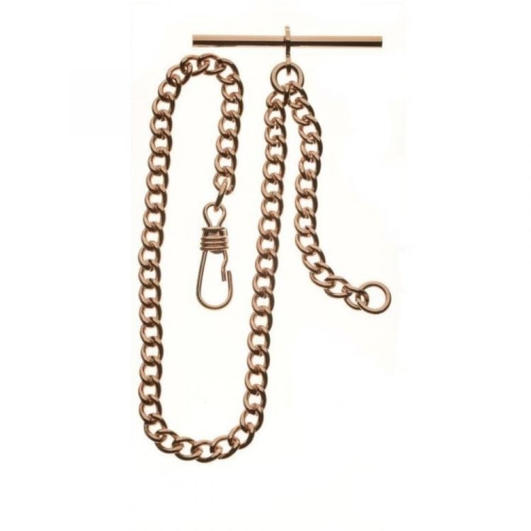 Rose Gold IP 9 Inch T-Bar Pocket Watch Chain