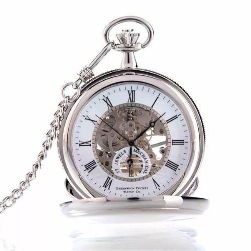 The St James - Chrome Mechanical Double Hunter Pocket Watch