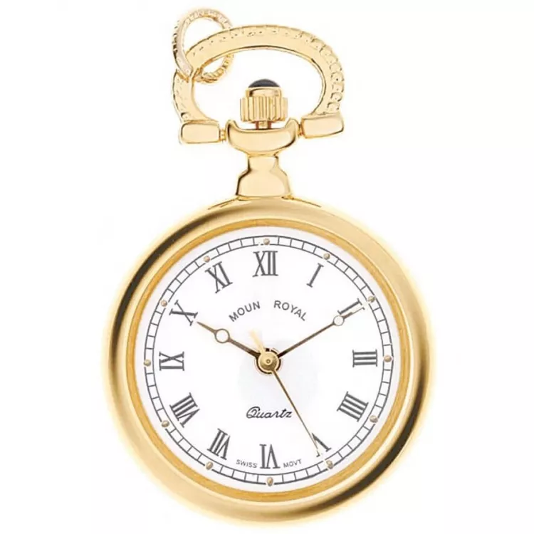 Gold Tone Open Faced Quartz Pendant Necklace Watch With Roman Indexes