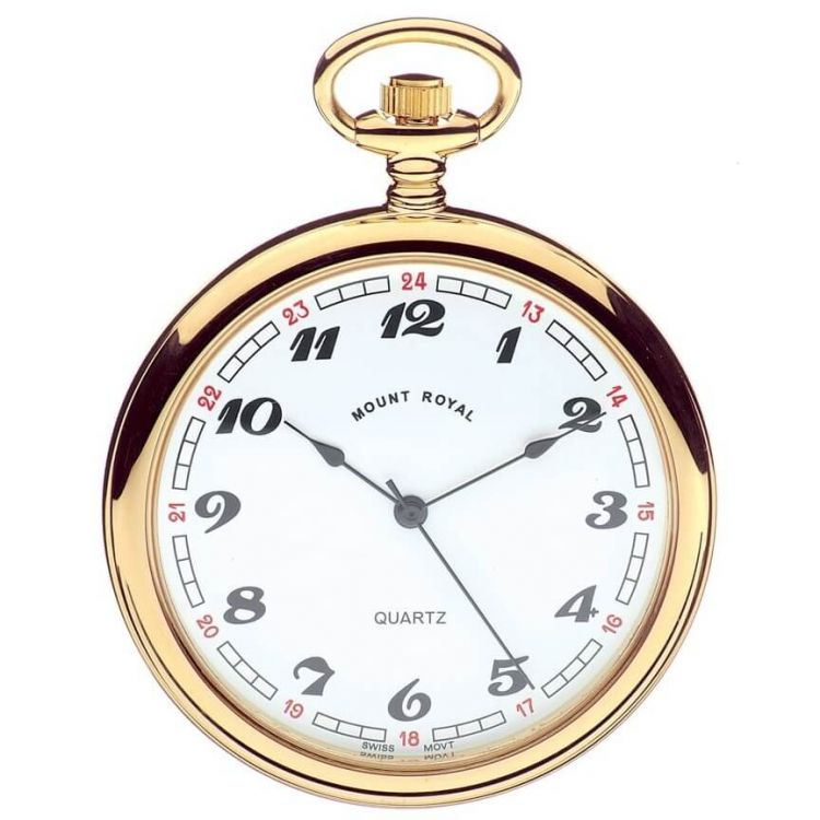 Open Face Gold Tone Quartz Pocket Watch