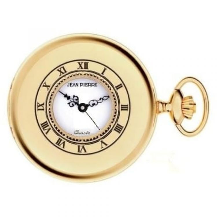 Quartz Half Hunter Gold Tone Pocket Watch