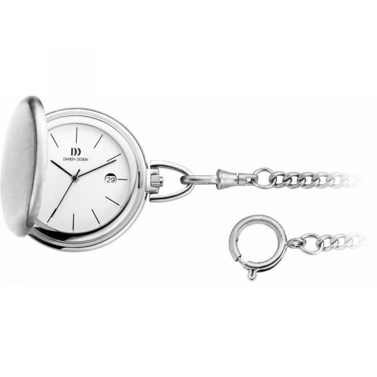 Brushed Chrome Full Hunter Pocket Watch