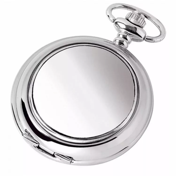 Plain Double Hunter Chrome/Pewter Mechanical Pocket Watch