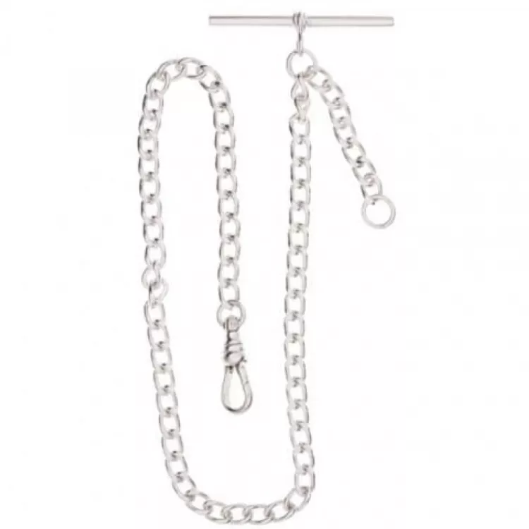 Sterling Silver 9 Inch Single Albert T-Bar Pocket Watch Chain