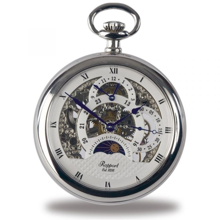 Silver Tone Open Face Mechanical Pocket Watch