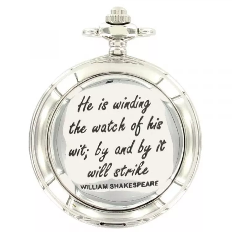 William Shakespeare Chrome Full Hunter Quartz Pocket Watch