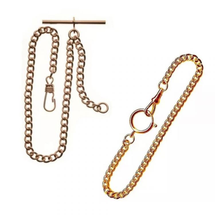 Rose Gold Plated Two Chain Bundle T-Bar & Bolt Ring