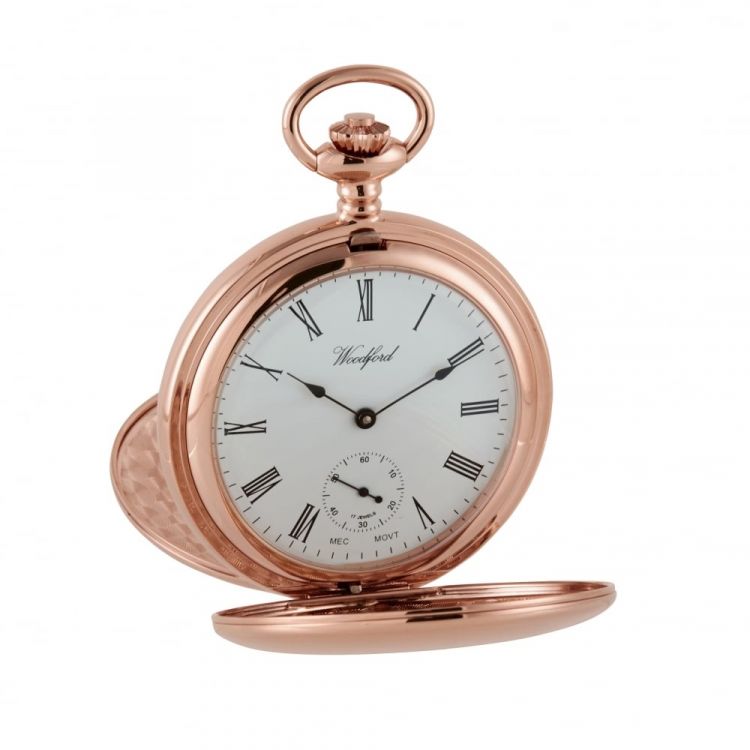 Rose Gold Plated mechanical Twin Lidded Hunter Pocket Watch