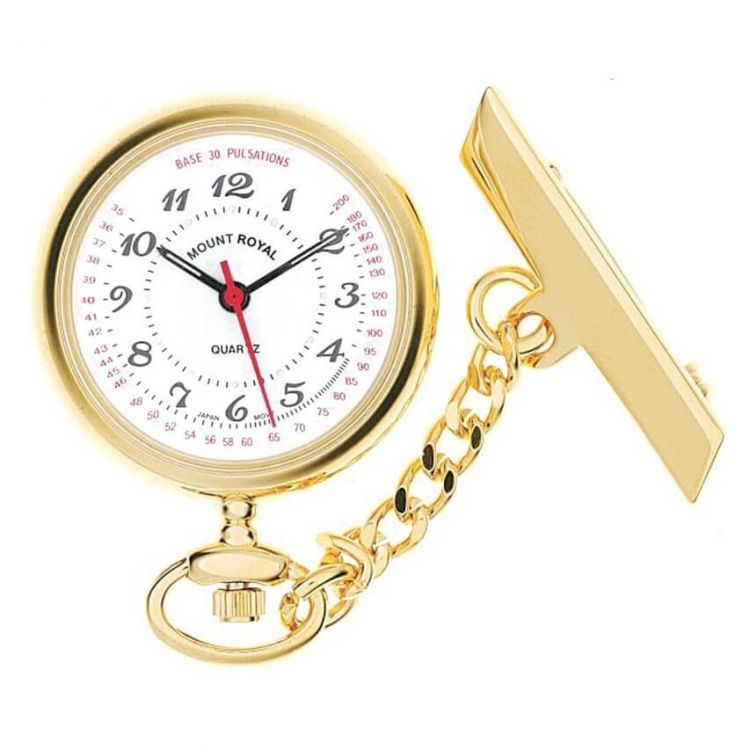 Gold Tone Open Face Quartz Fob Watch