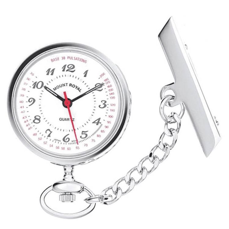 Stainless Steel Open Face Quartz Fob Watch