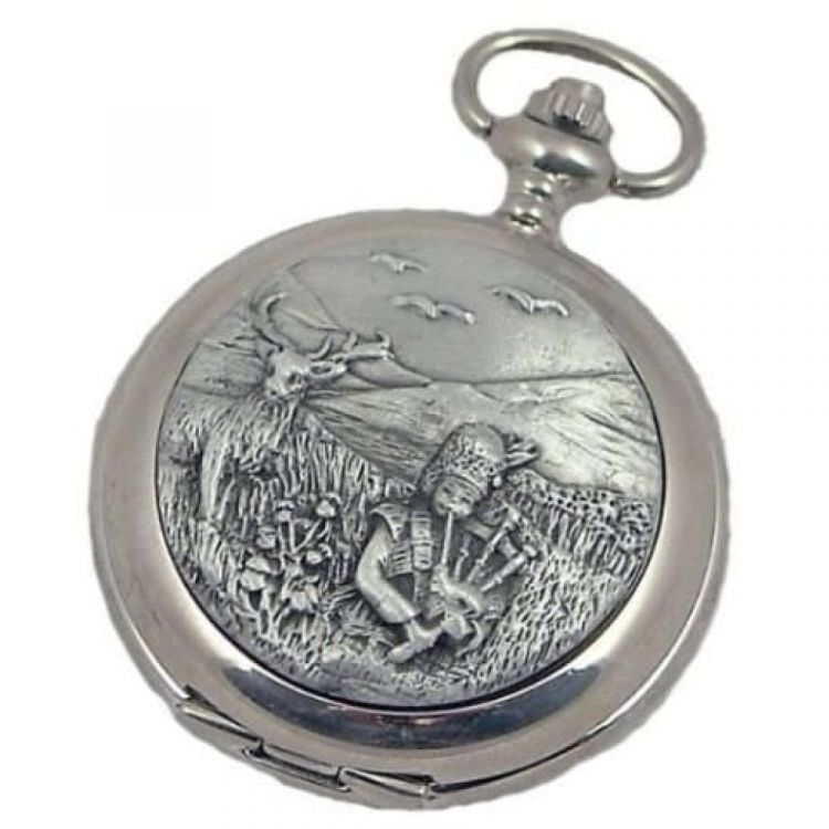 Bag Piper Pewter Full Hunter Quartz Pocket Watch