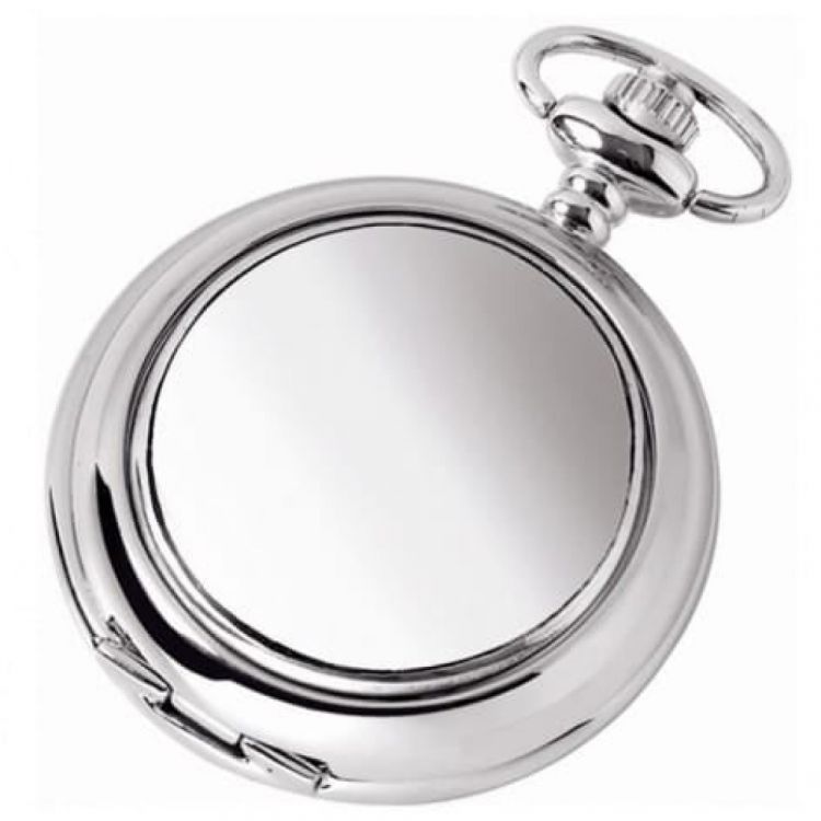 Plain Full Hunter Chrome/pewter Quartz Pocket Watch