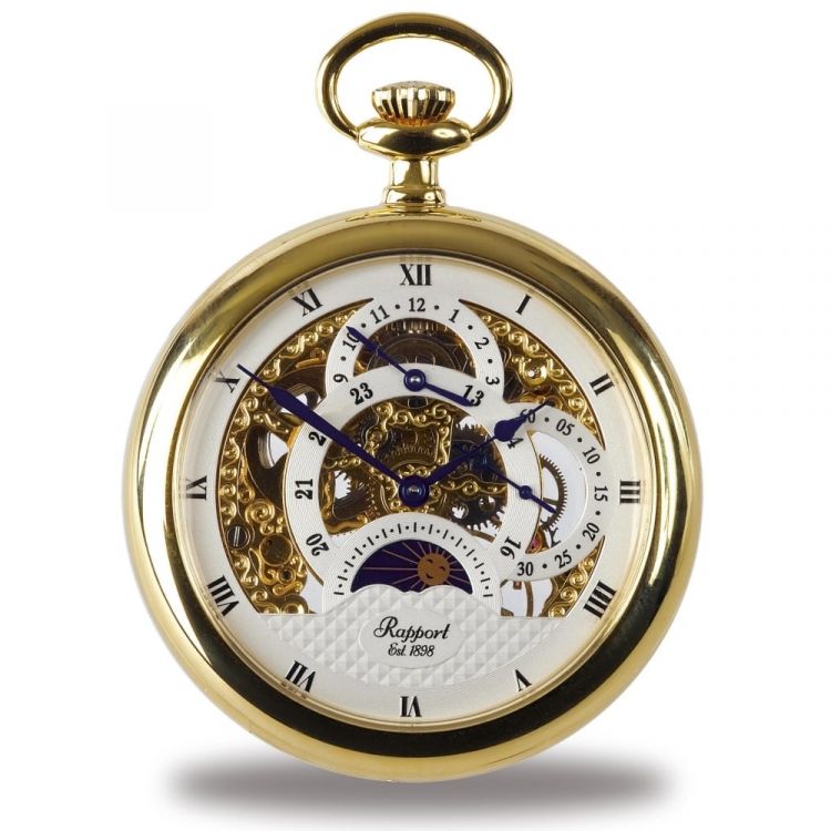 Gold Tone Open Face Mechanical Pocket Watch