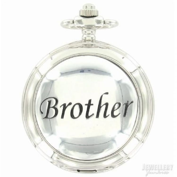 Brother Full Hunter Chrome Pewter Quartz Pocket Watch