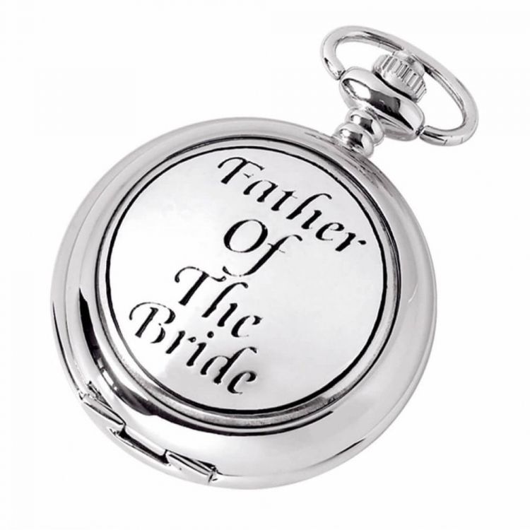 Father Of The Bride Mechanical Double Hunter Chrome/Pewter Pocket Watch