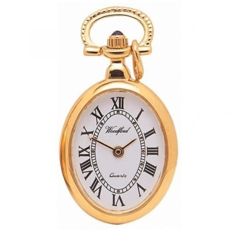 Gold Plated Open Face Quartz Pendant Necklace Watch