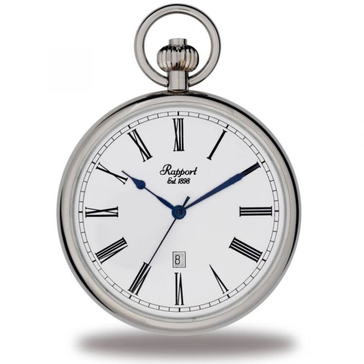 Quartz Open Face Silver Tone Pocket Watch