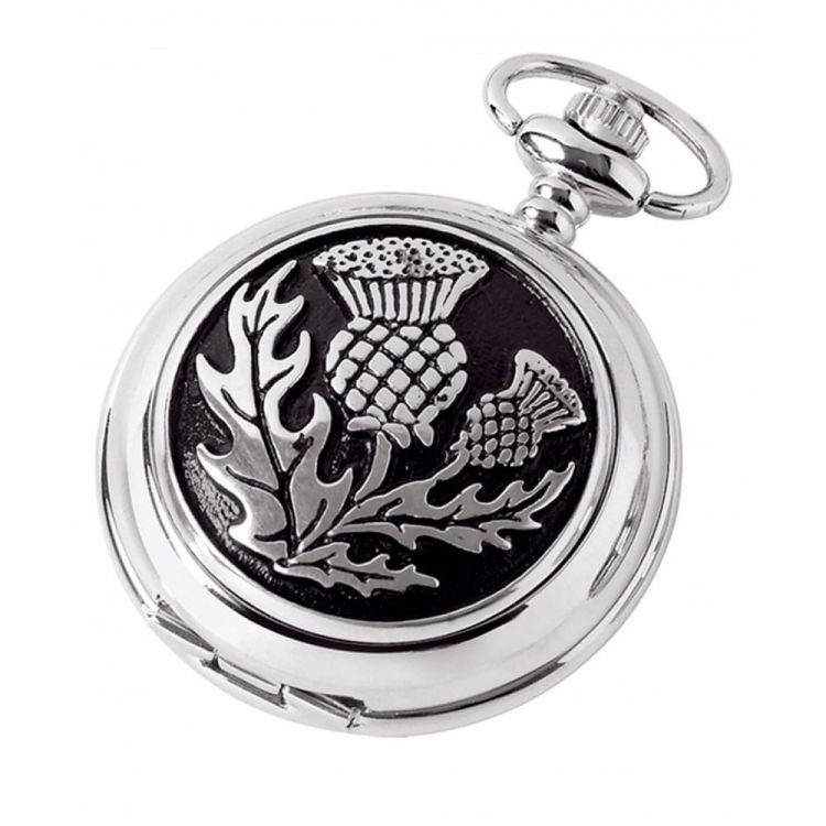 Pewter Thistle Quartz Full Hunter Pocket Watch