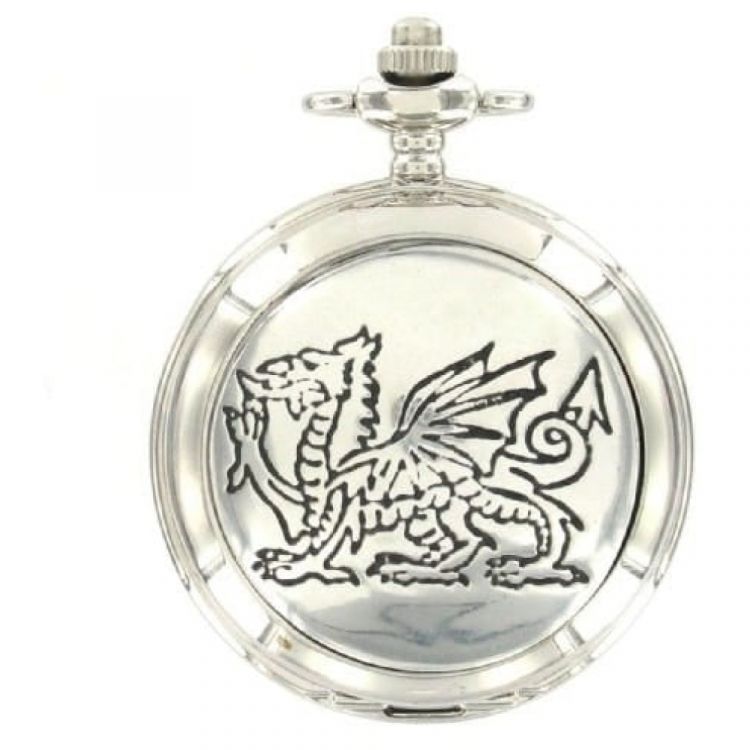 Pewter Welsh Dragon Quartz Full Hunter Pocket Watch