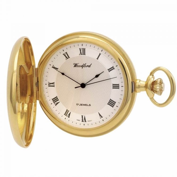 Gold Plated 17 Jewel Mechanical Full Hunter Pocket Watch