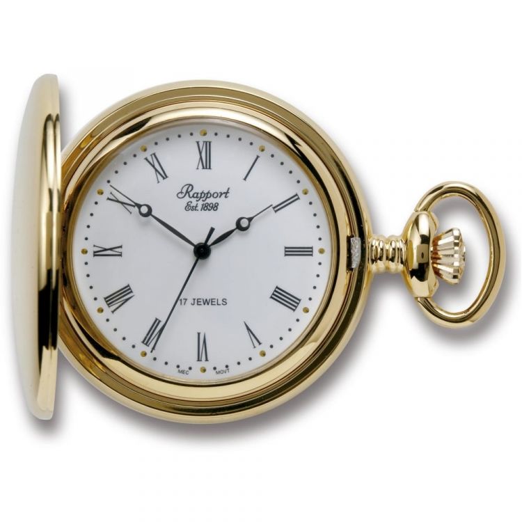 Gold Tone Full Hunter Mechanical Pocket Watch