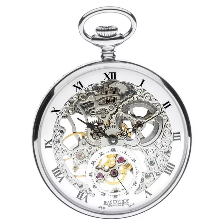 Polished Chrome Open Face Mechanical Pocket Watch