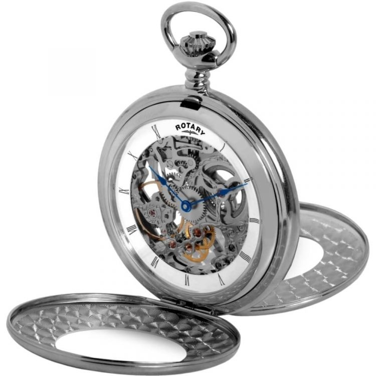 Chrome Half Double Hunter Mechanical Pocket Watch