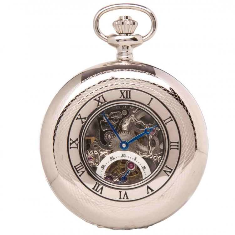 The Bridewell - Chrome Mechanical Double Half Hunter Pocket Watch