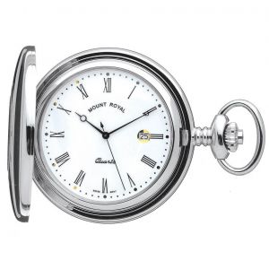 Polished Chrome Half Hunter Quartz Pocket Watch