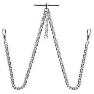 Sterling Silver 14 Inch Double Albert T-Bar Pocket Watch Chain