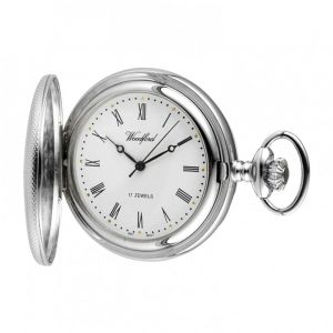 Chrome Plated 17 Jewel Mechanical Half Hunter Pocket Watch