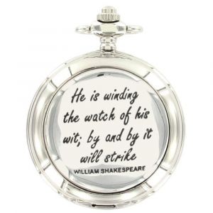 William Shakespeare Chrome Full Hunter Quartz Pocket Watch